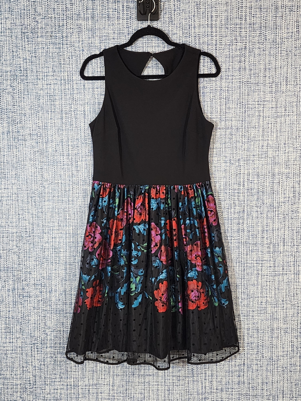 Eliza J Black Dress with Multicolor Floral Skirt